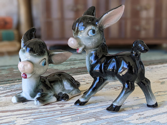 1950s Donkey Duo Porcelain Japan Kitsch Hand-Painted !! Adorable Vintage Gifts & Collectibles