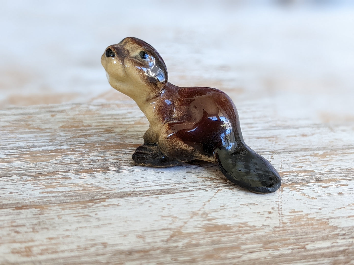 1980s Hagen Renaker Beaver Porcelain Miniature Hand-painted !! Amazing Retro Gifts & Collectibles !!