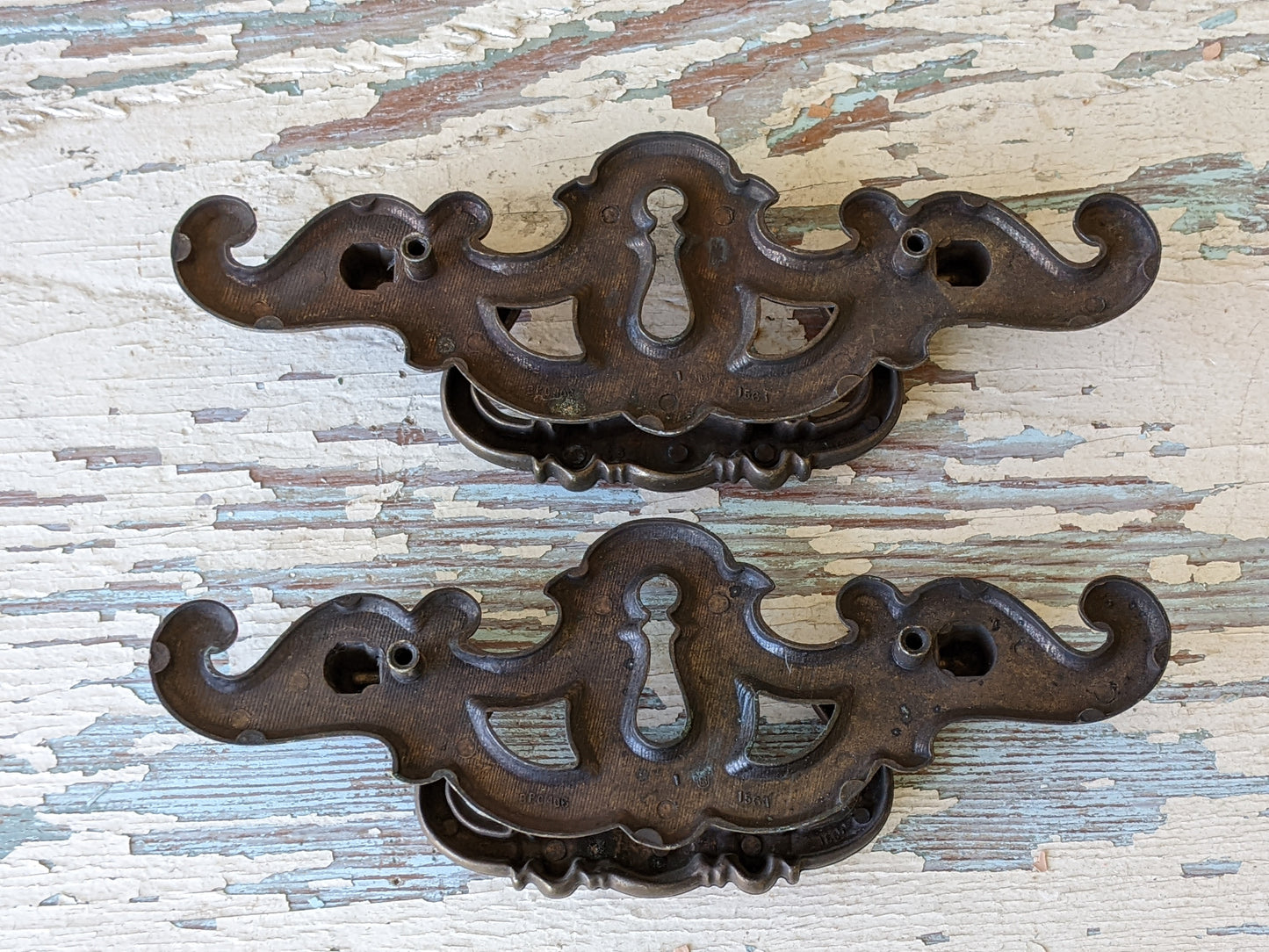 1960s Chippendale Drawer Pulls Brass Finish Handles Gothic Dungeon Chic by BPC No. 1561 BPC408 !! Amazing Vintage Hardware Restoration