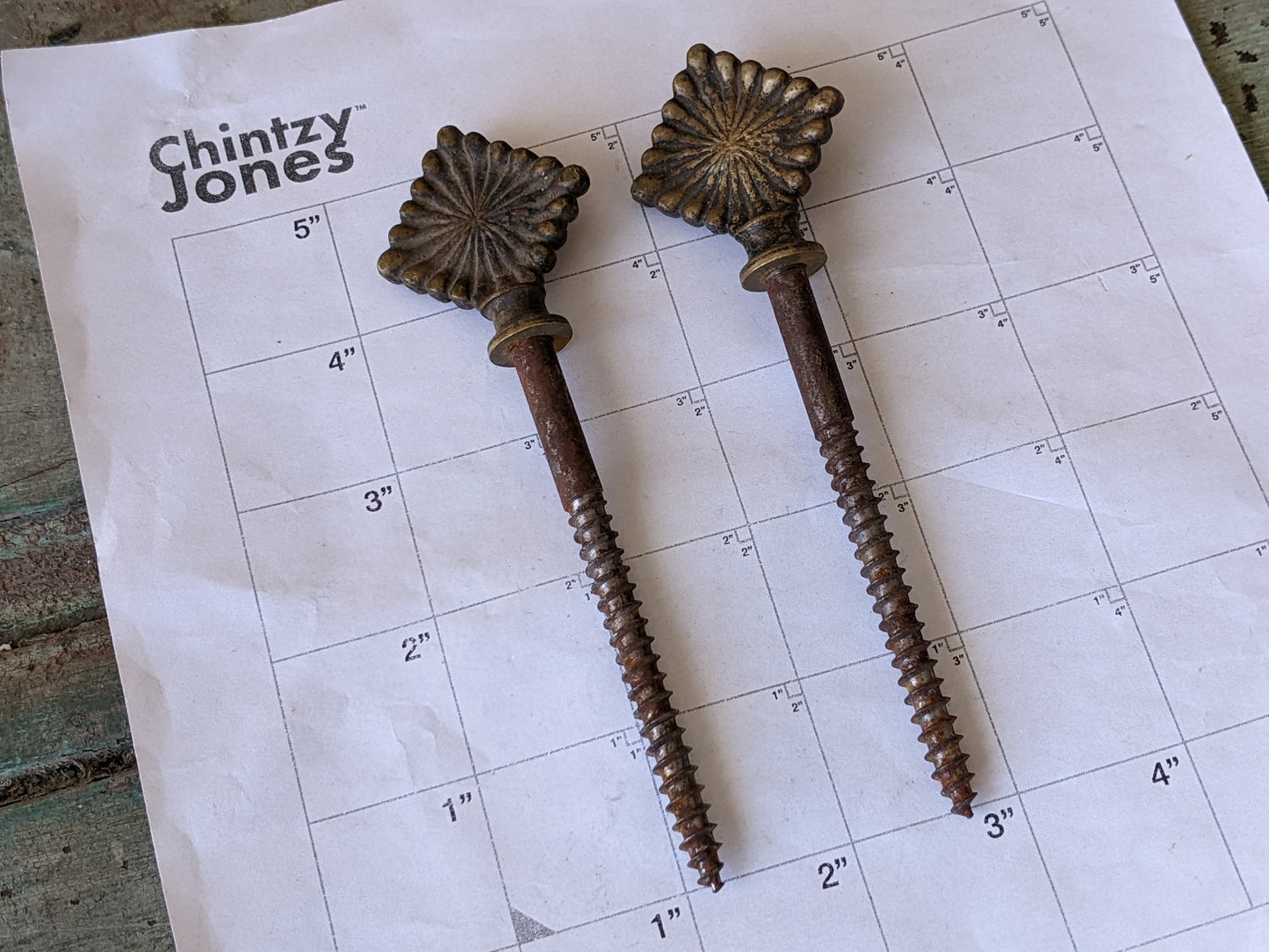 1800s Coffin Key Screws Set of 2 Brass Burst Diamond Steel 3 1/2" !! Amazing Antique Hardware & Restoration Creative Ideas