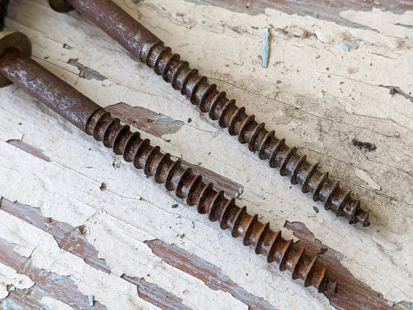 1800s Coffin Key Screws Set of 2 Brass Burst Diamond Steel 3 1/2" !! Amazing Antique Hardware & Restoration Creative Ideas