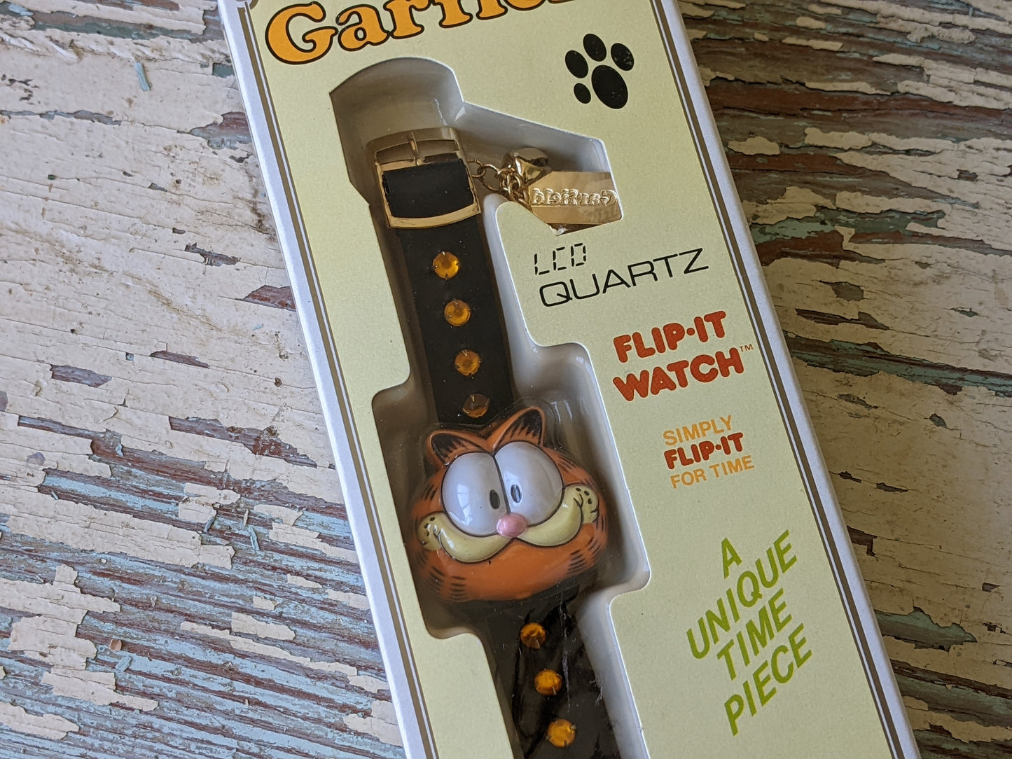 1978 Garfield !! NOS !! Flip-It LCD Quartz Watch w New Battery Installed !! Amazing Retro Gifts & Collectibles