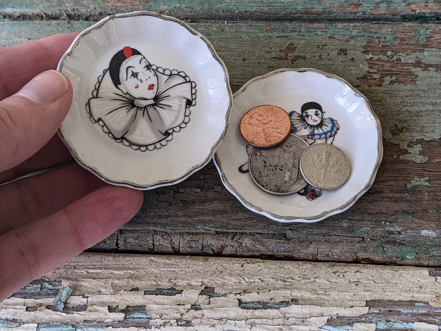 1980s Pierrot Miniature Collectible Dishes Trinkets Porcelain Spain Espana !! Amazing Vintage Collectibles & Gifts