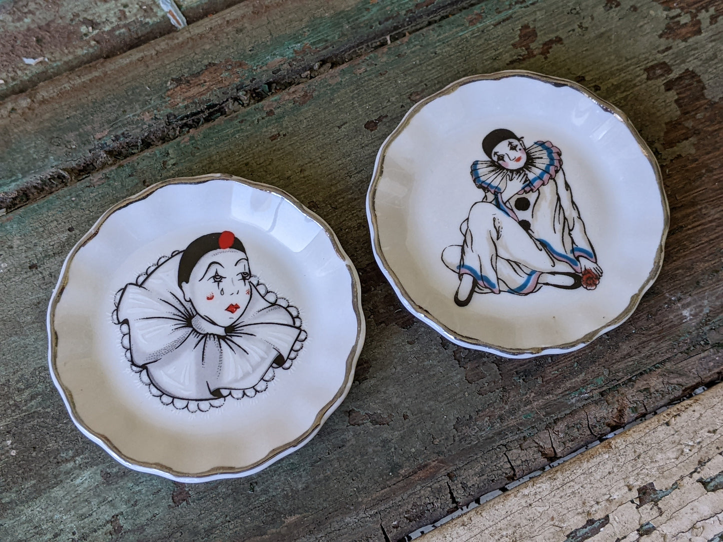 1980s Pierrot Miniature Collectible Dishes Trinkets Porcelain Spain Espana !! Amazing Vintage Collectibles & Gifts