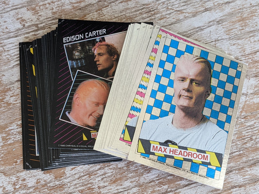 1986 Max Headroom Complete 33 Card & 11 Foil Sticker Set Television show Series !! Retro Vintage Gifts !!