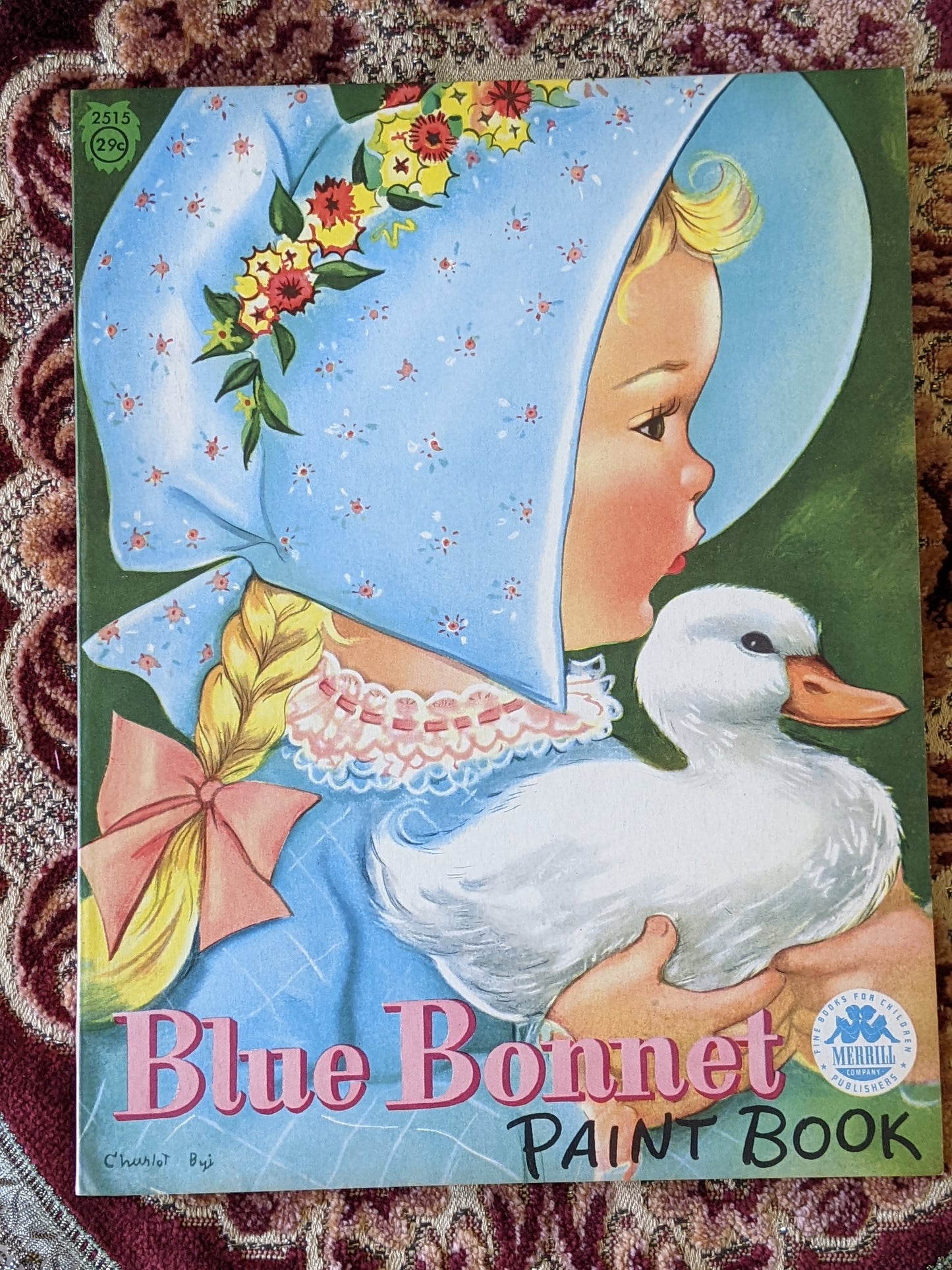 1958 Blue Bonnet Paint Book By Merrill #2515 **Amazing & Unused 64 Double-sided Pages