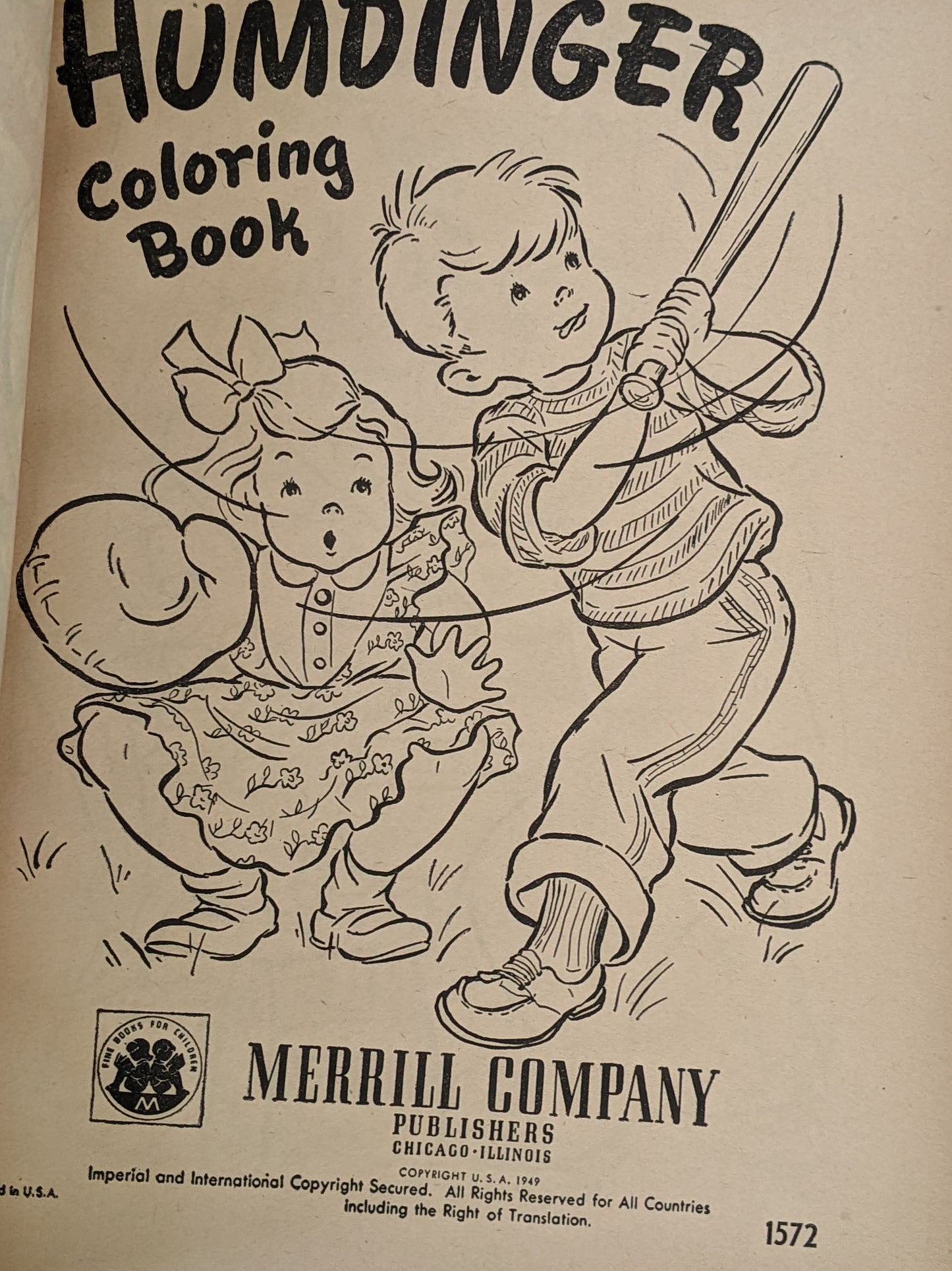 1949 Humdinger Coloring Book By Merrill #1572 **Amazing & Unused 48 Double-sided Pages