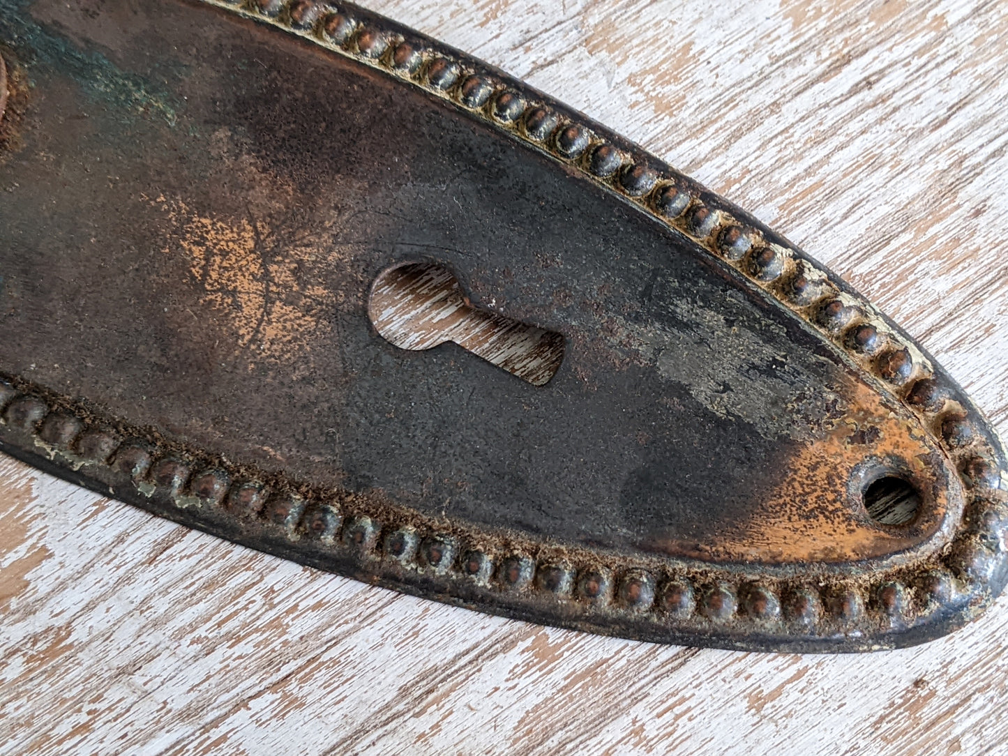 1920s Victorian Style Copper Finish Door Backplate w Keyhole **Brilliant Design!!